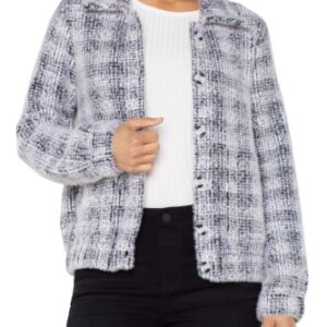 long slv collared bomber sweater jacket