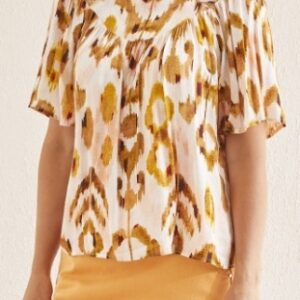 ELBOW SLV BLOUSE W/SMOCKING